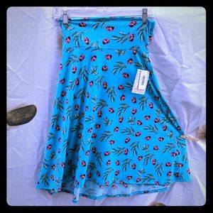 Lularoe azure lady bug skirt stretch aqua XS